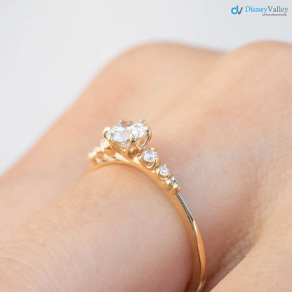 Round Brilliant Cut lab grown Diamond Dainty engagement ring - DisneyValley
