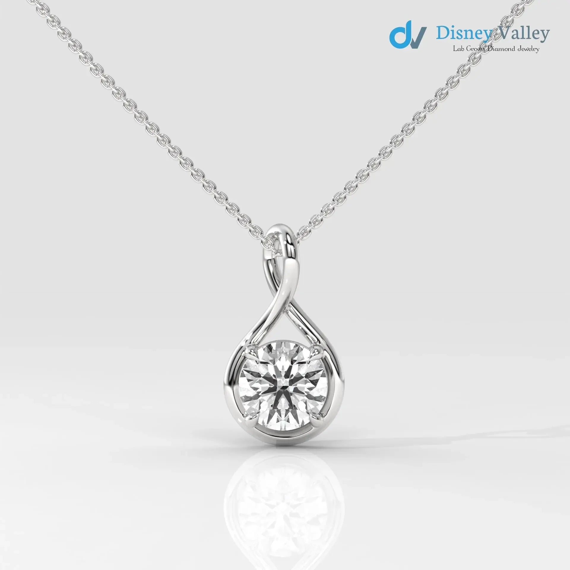 Round Brilliant IGI certified lab grown diamond pendant - DisneyValley Main image