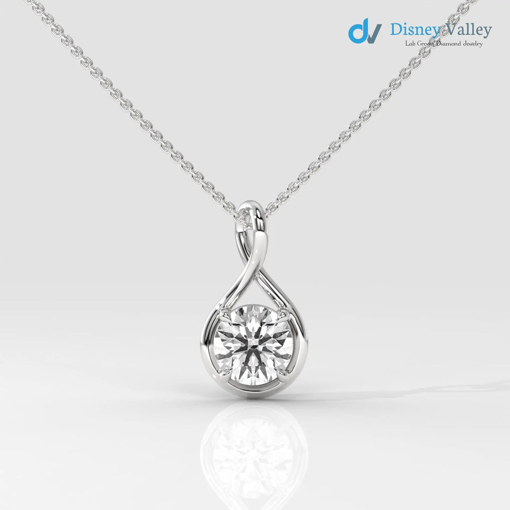Round Brilliant IGI certified lab grown diamond pendant - DisneyValley