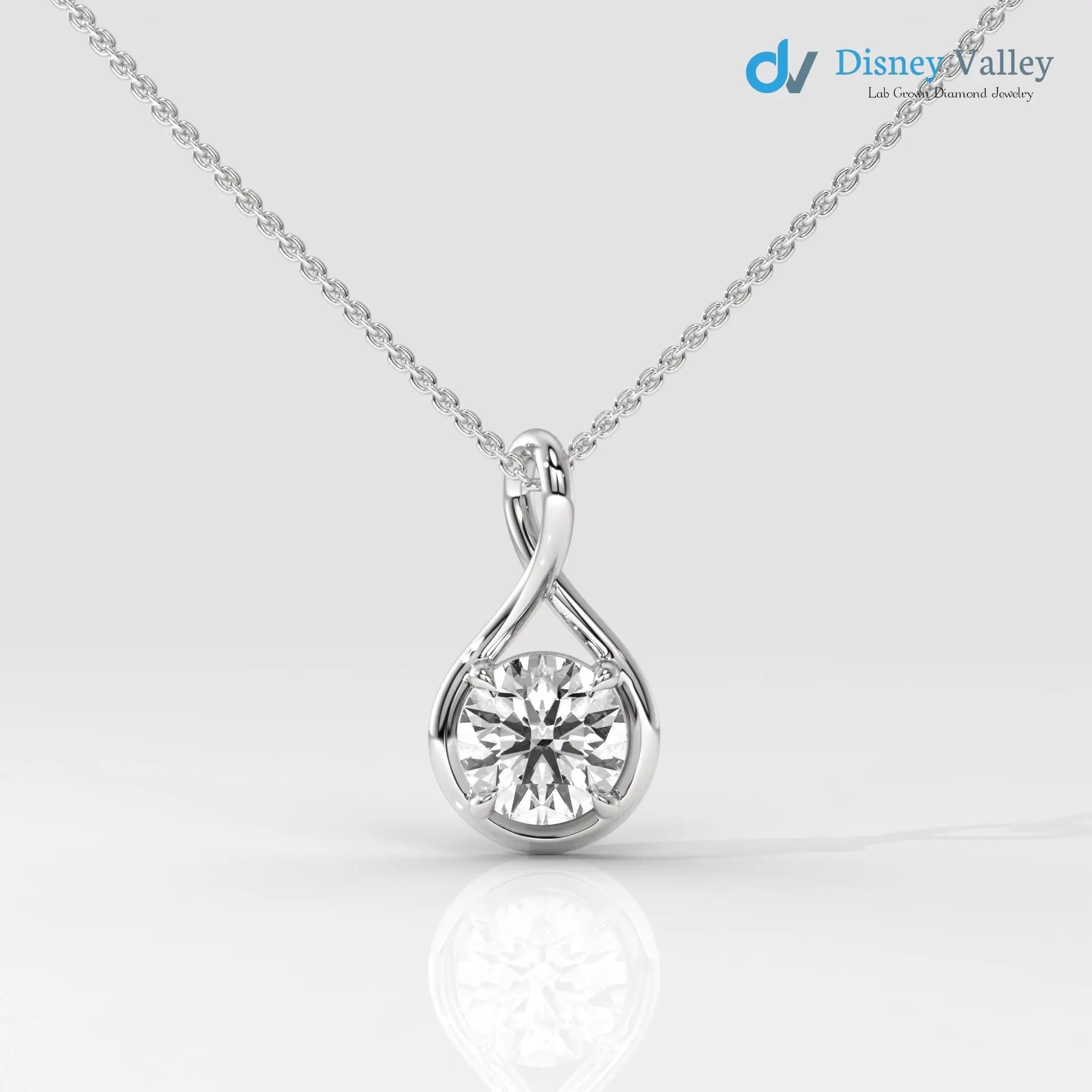 Round Brilliant IGI certified lab grown diamond pendant - DisneyValley