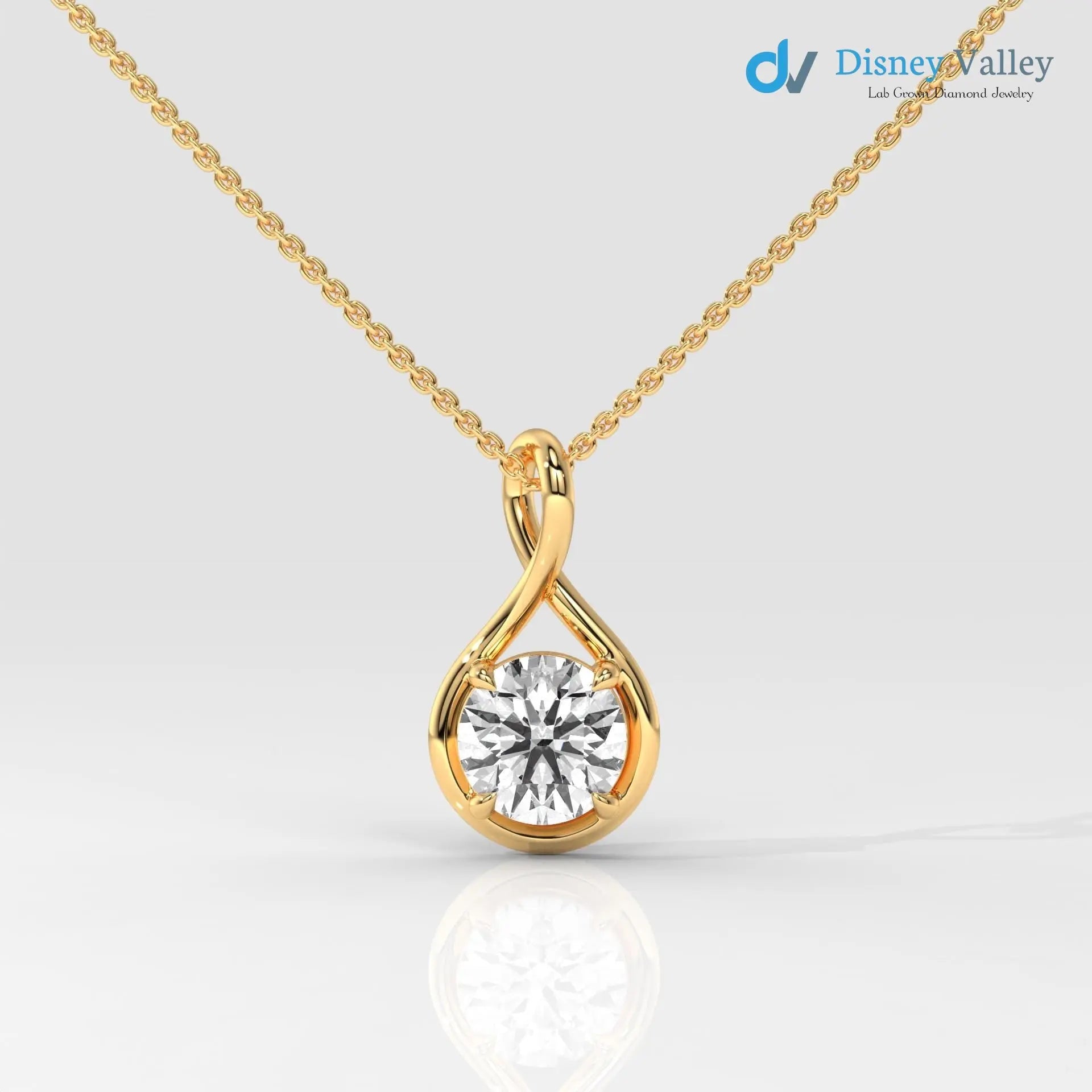 Round Brilliant IGI certified lab grown diamond pendant - DisneyValley