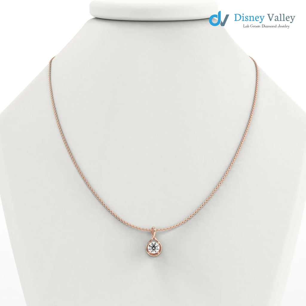 Round Brilliant IGI certified lab grown diamond pendant - DisneyValley