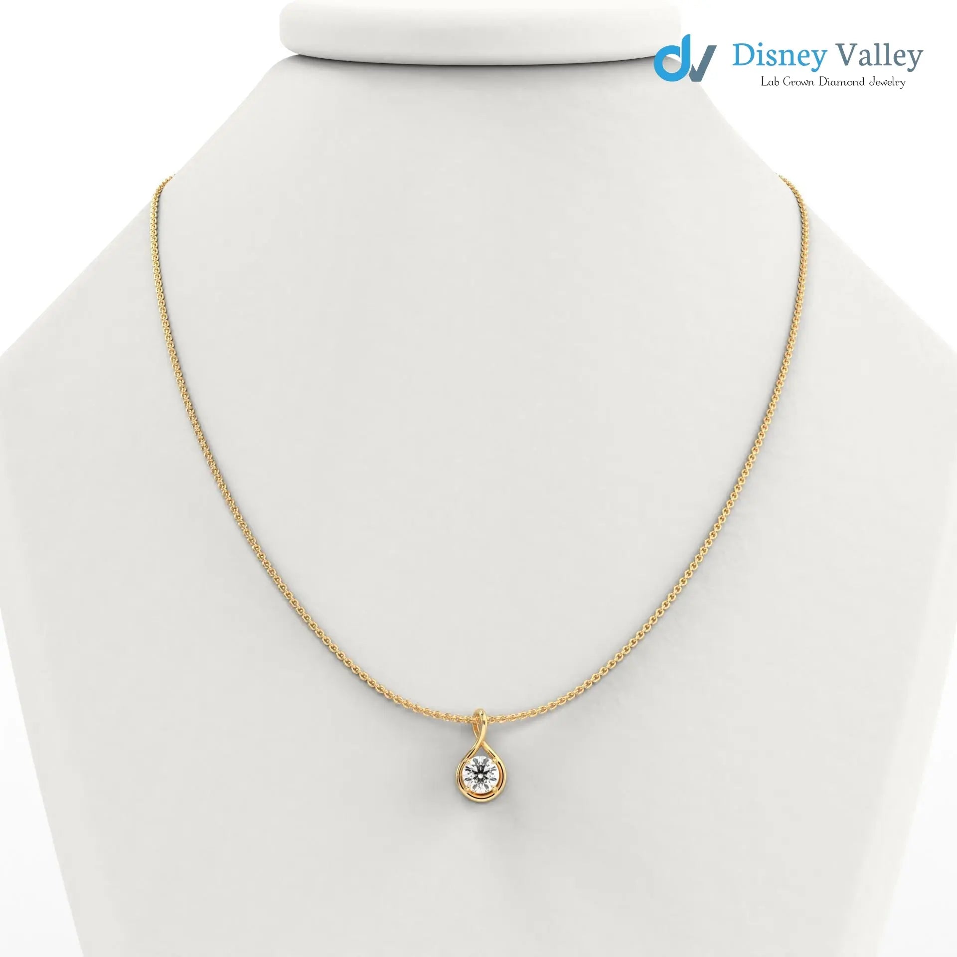 Round Brilliant IGI certified lab grown diamond pendant - DisneyValley