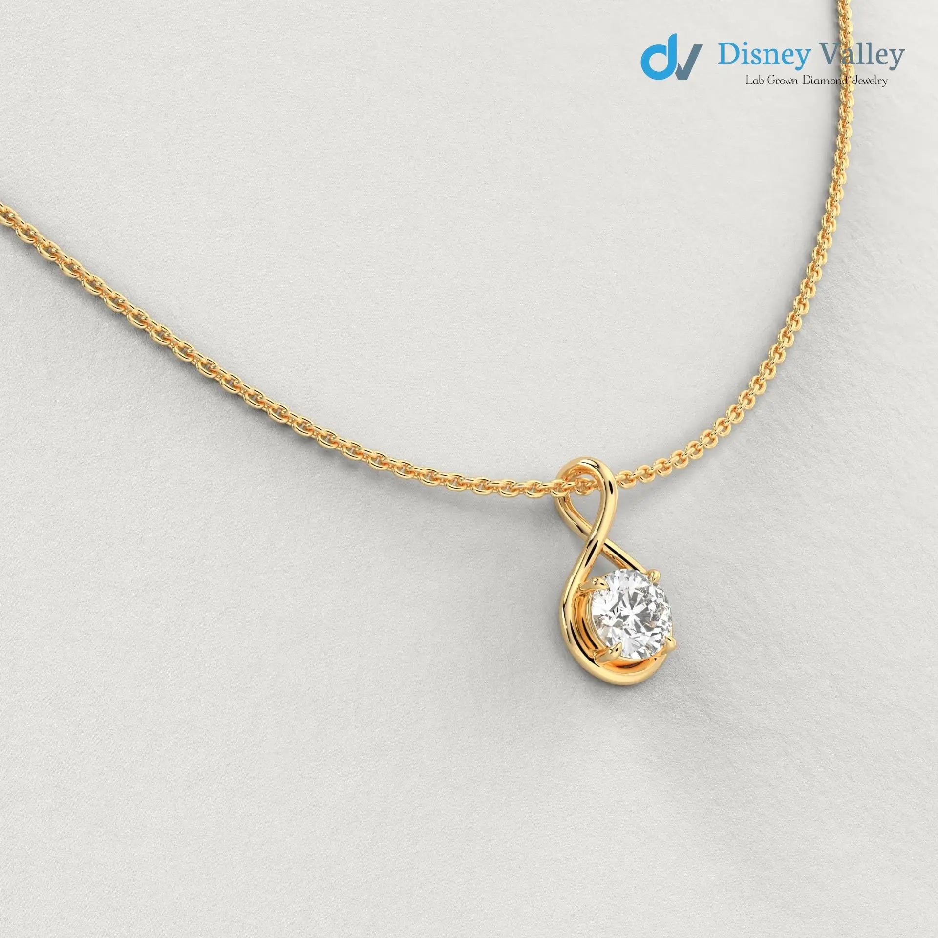 Round Brilliant IGI certified lab grown diamond pendant - DisneyValley