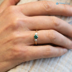 Round Cut Green and white Moissanite diamond three stone wedding ring - DisneyValley