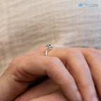 Round Cut Green and white Moissanite diamond three stone wedding ring - DisneyValley