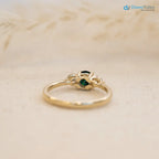 Round Cut Green and white Moissanite diamond three stone wedding ring - DisneyValley