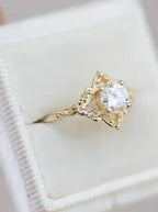 Round Cut Lab Grown with Vintage Style Engagement Ring DisneyValley