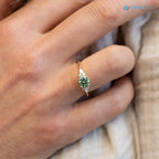 Round Cut green vivid color lab diamond accented engagement ring - DisneyValley