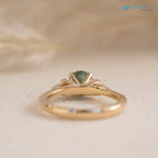 Round Cut green vivid color lab diamond accented engagement ring - DisneyValley