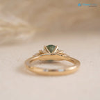 Round Cut green vivid color lab diamond accented engagement ring - DisneyValley