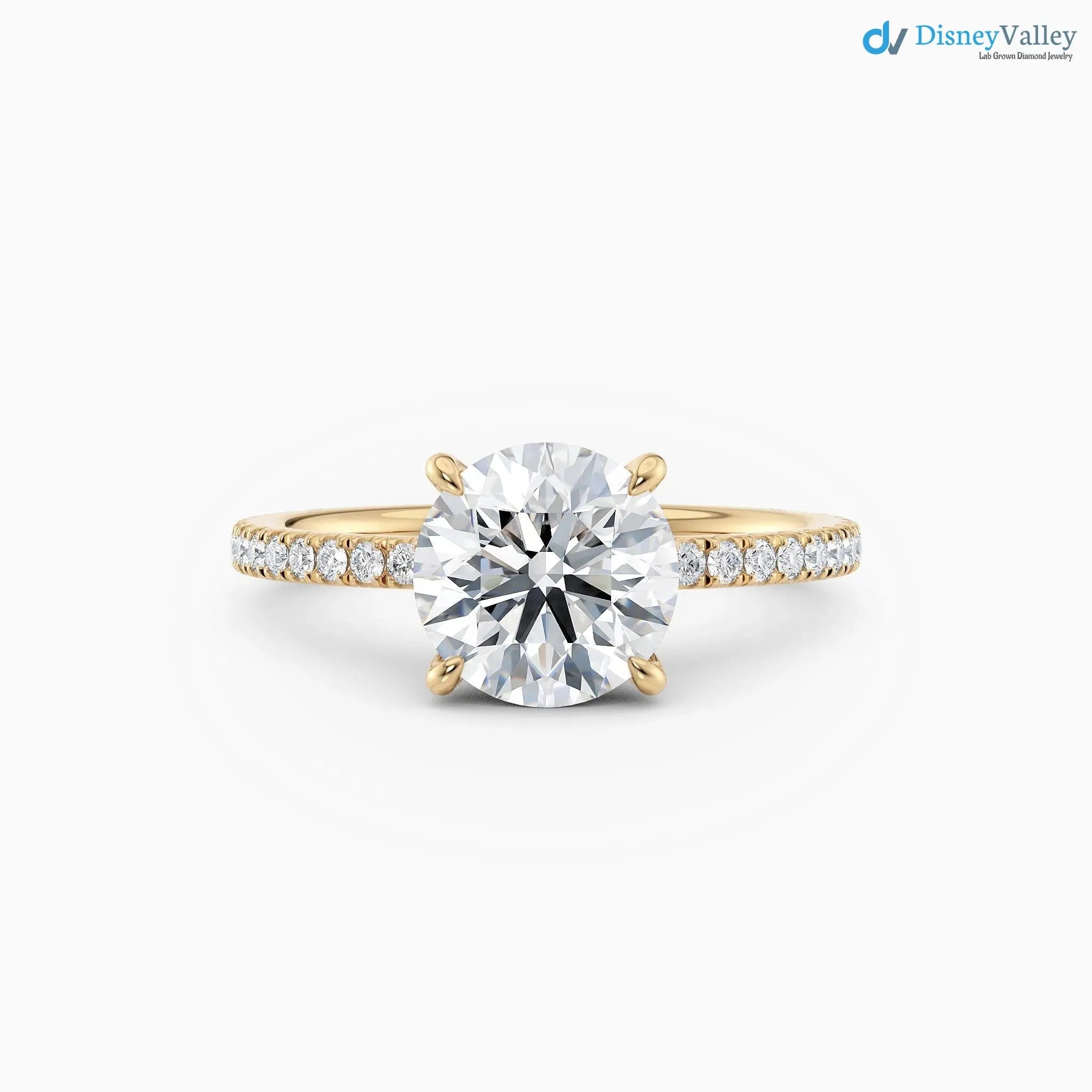 Round Cut lab grown with Hidden Halo wedding ring - DisneyValley Main image