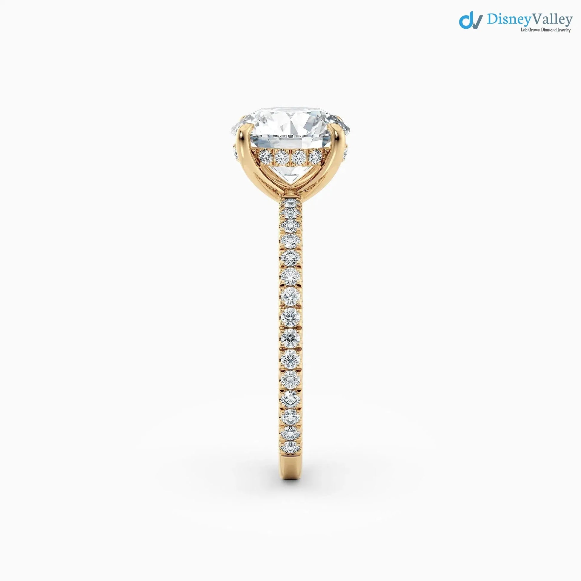 Round Cut lab grown with Hidden Halo wedding ring - DisneyValley