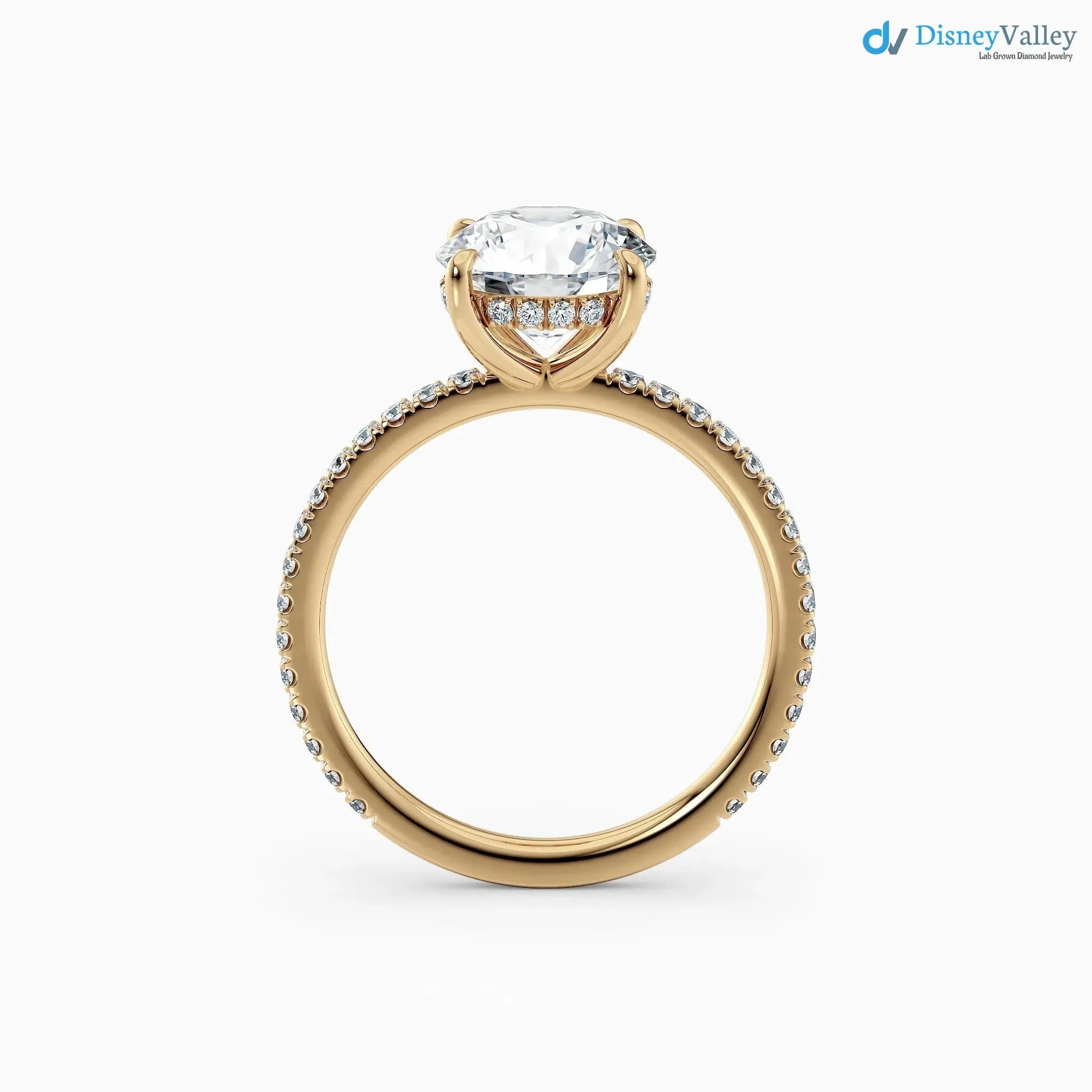 Round Cut lab grown with Hidden Halo wedding ring - DisneyValley