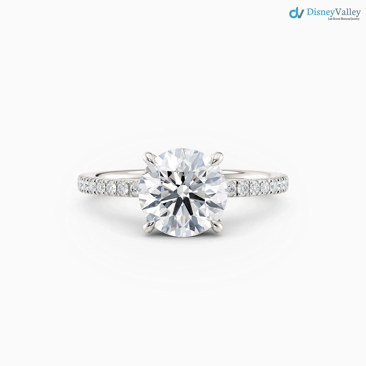 Round Cut lab grown with Hidden Halo wedding ring - DisneyValley