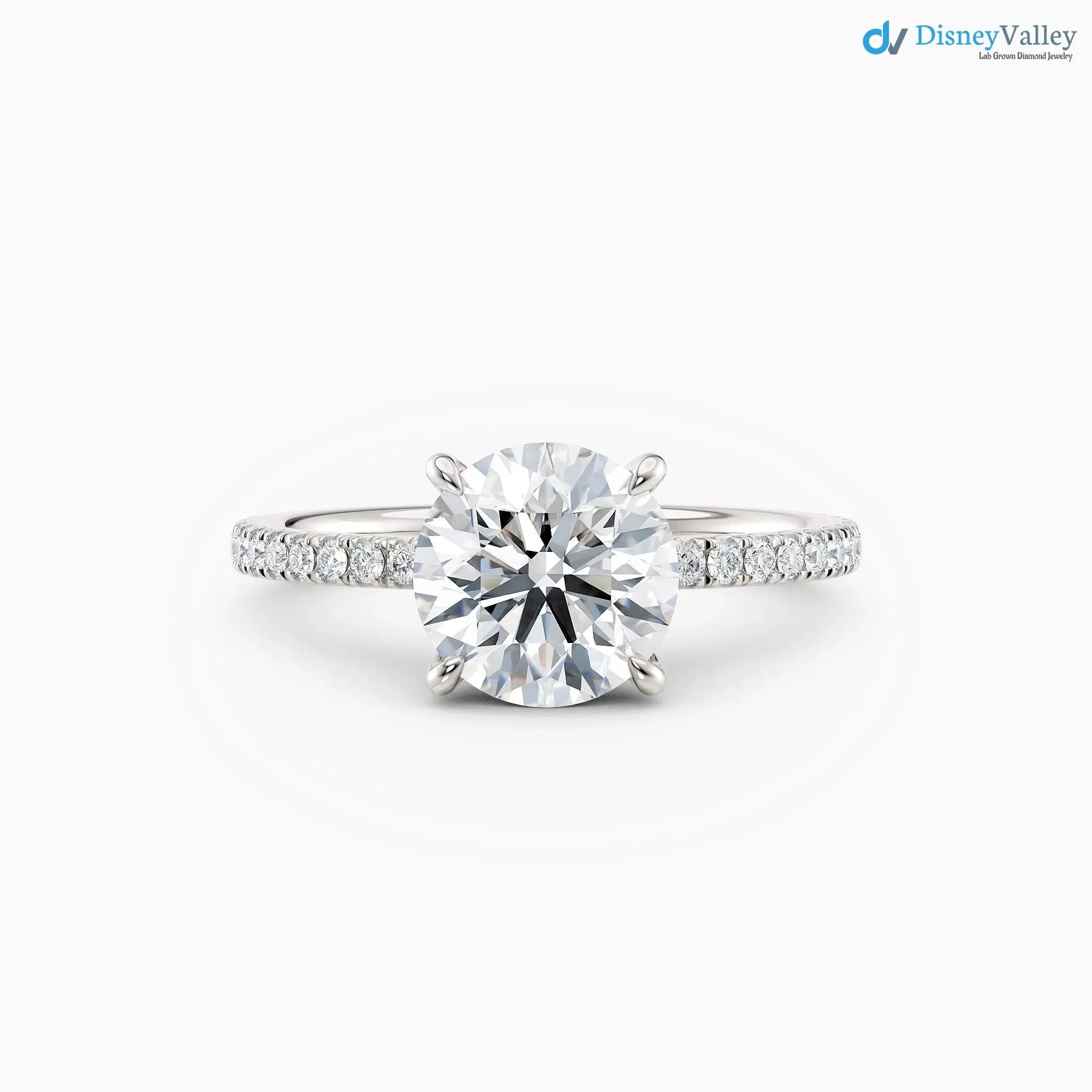 Round Cut lab grown with Hidden Halo wedding ring - DisneyValley