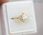 Round Cut lab grown with vintage style Engagement Ring - DisneyValley