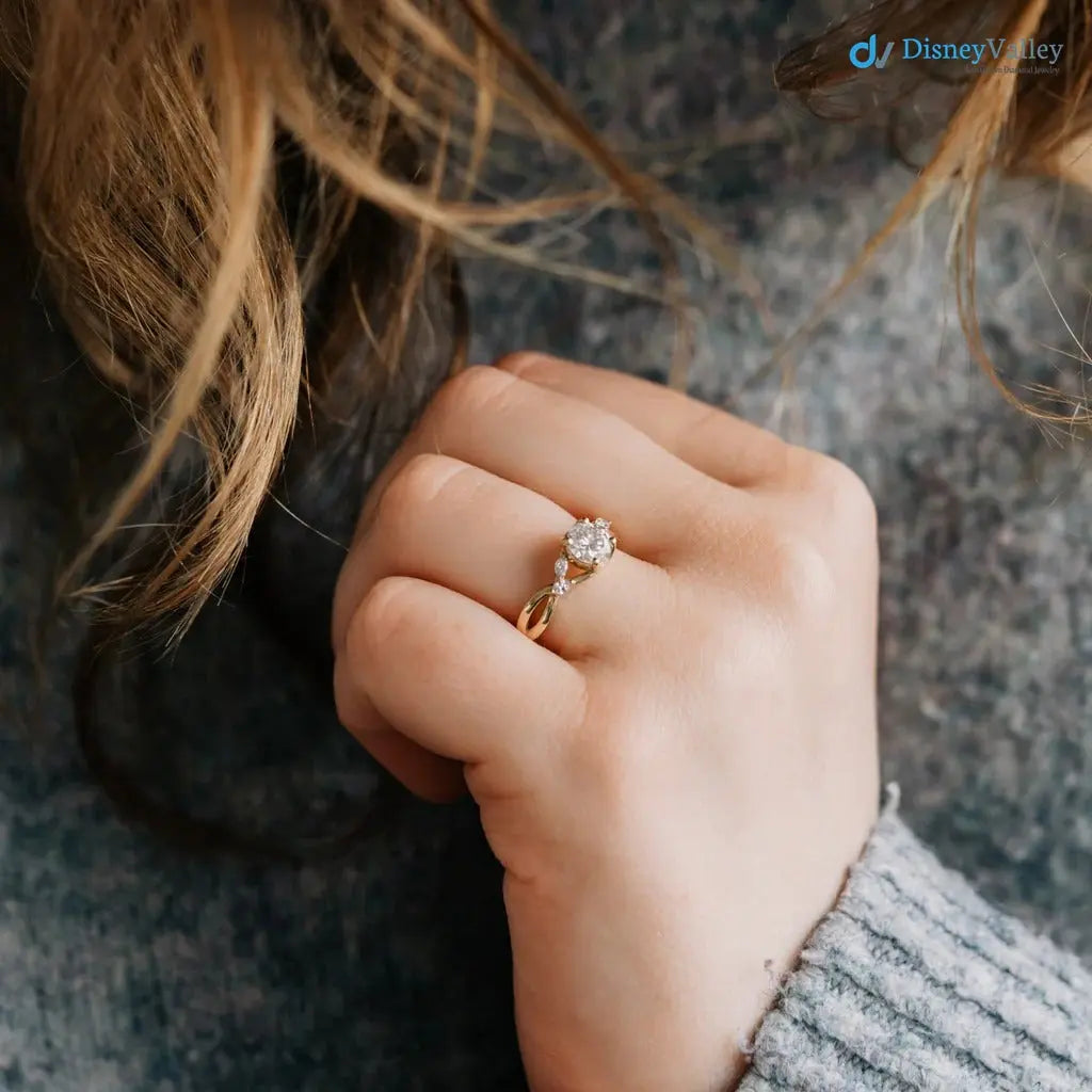Round Lab grown Diamond Marquise Accented Engagement DisneyValley
