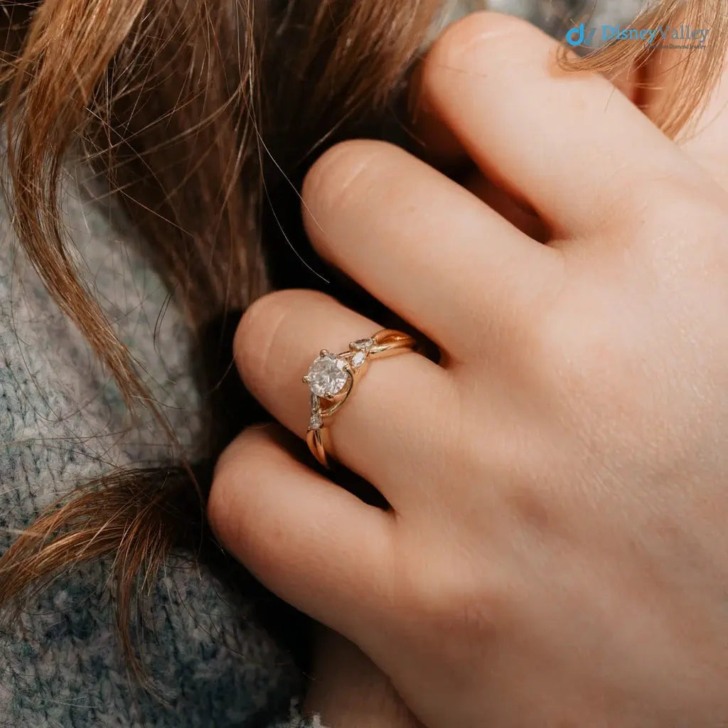 Round Lab grown Diamond Marquise Accented Engagement DisneyValley