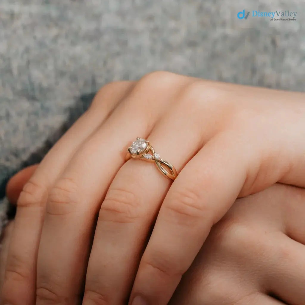 Round Lab grown Diamond Marquise Accented Engagement DisneyValley