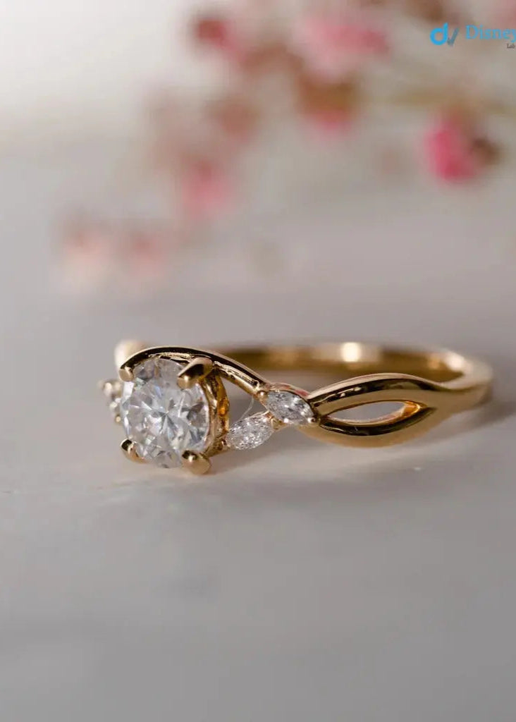 Round Lab grown Diamond Marquise Accented Engagement DisneyValley