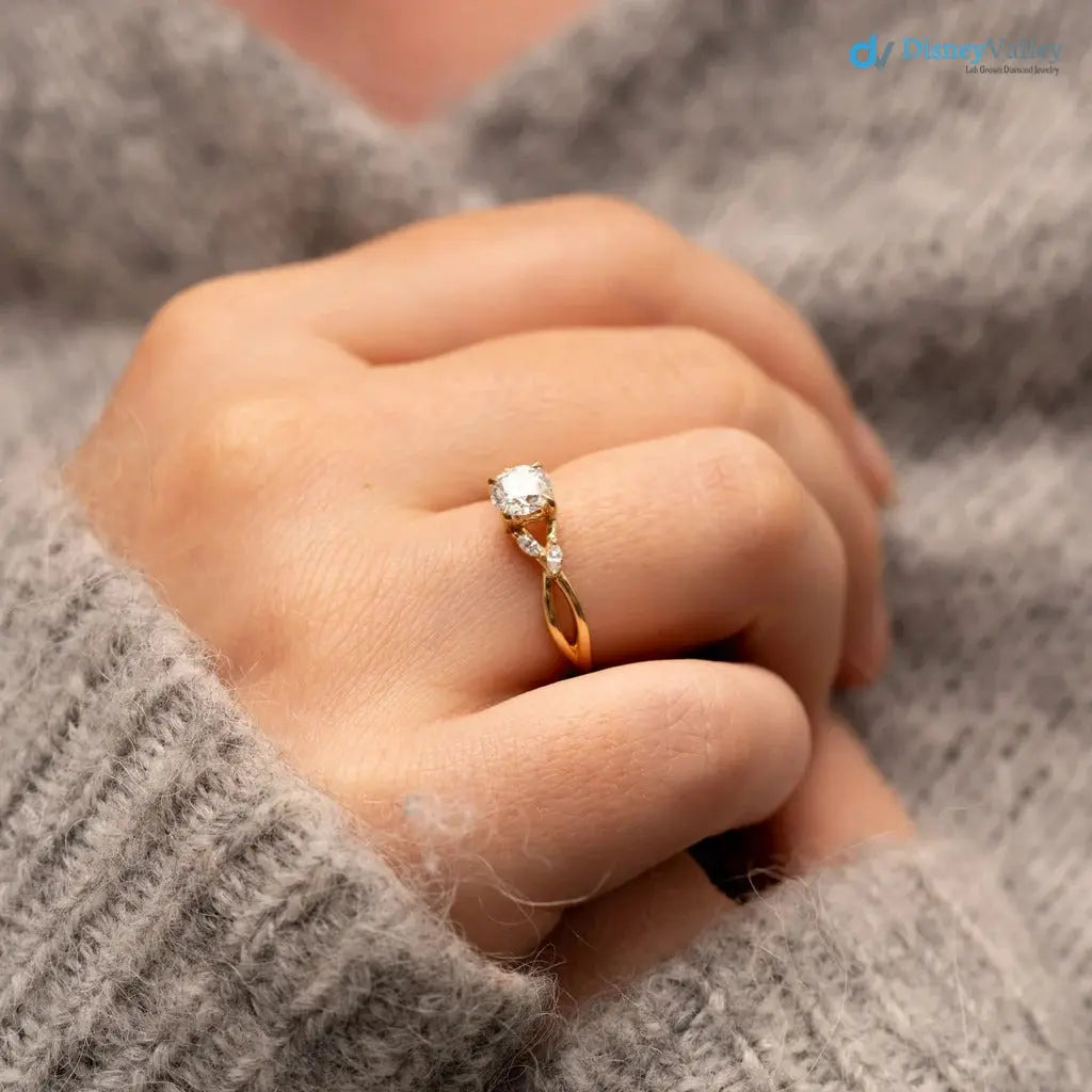 Round Lab grown Diamond Marquise Accented Engagement DisneyValley