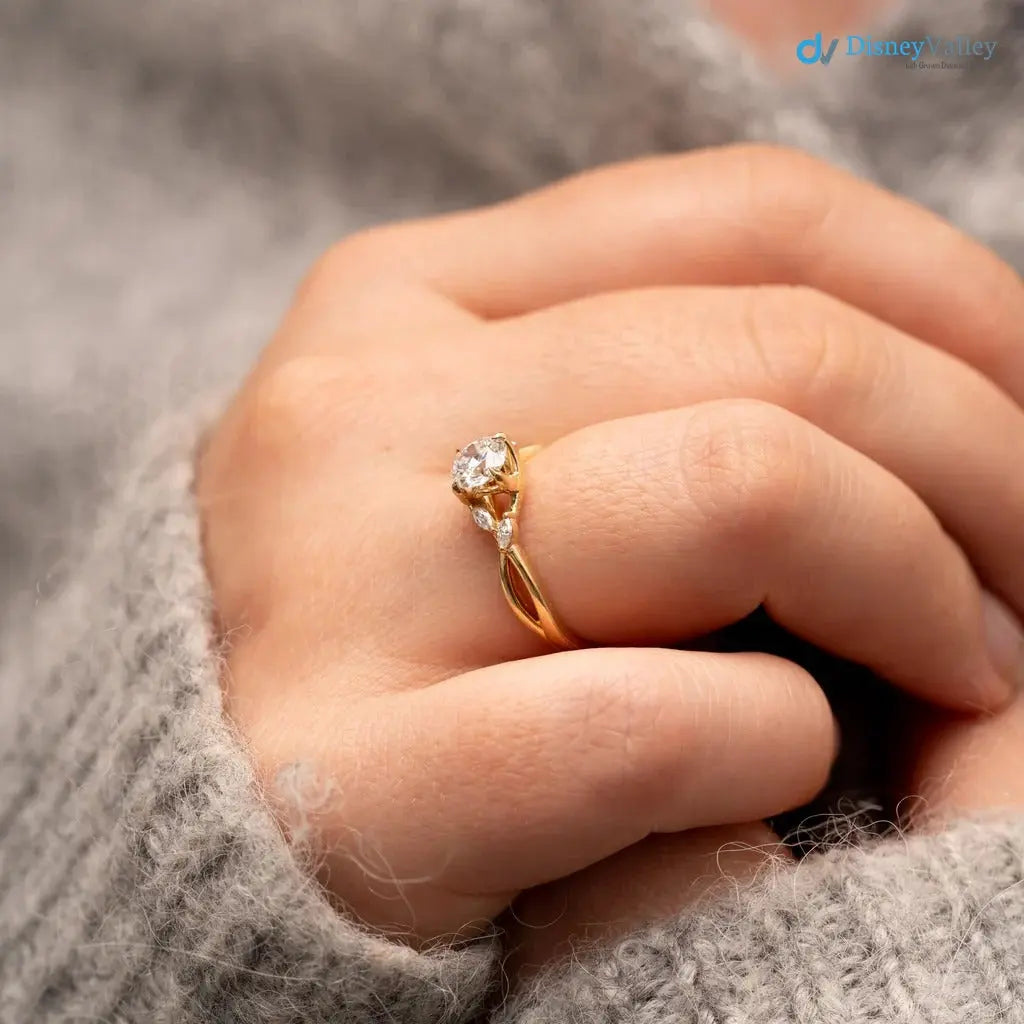 Round Lab grown Diamond Marquise Accented Engagement DisneyValley