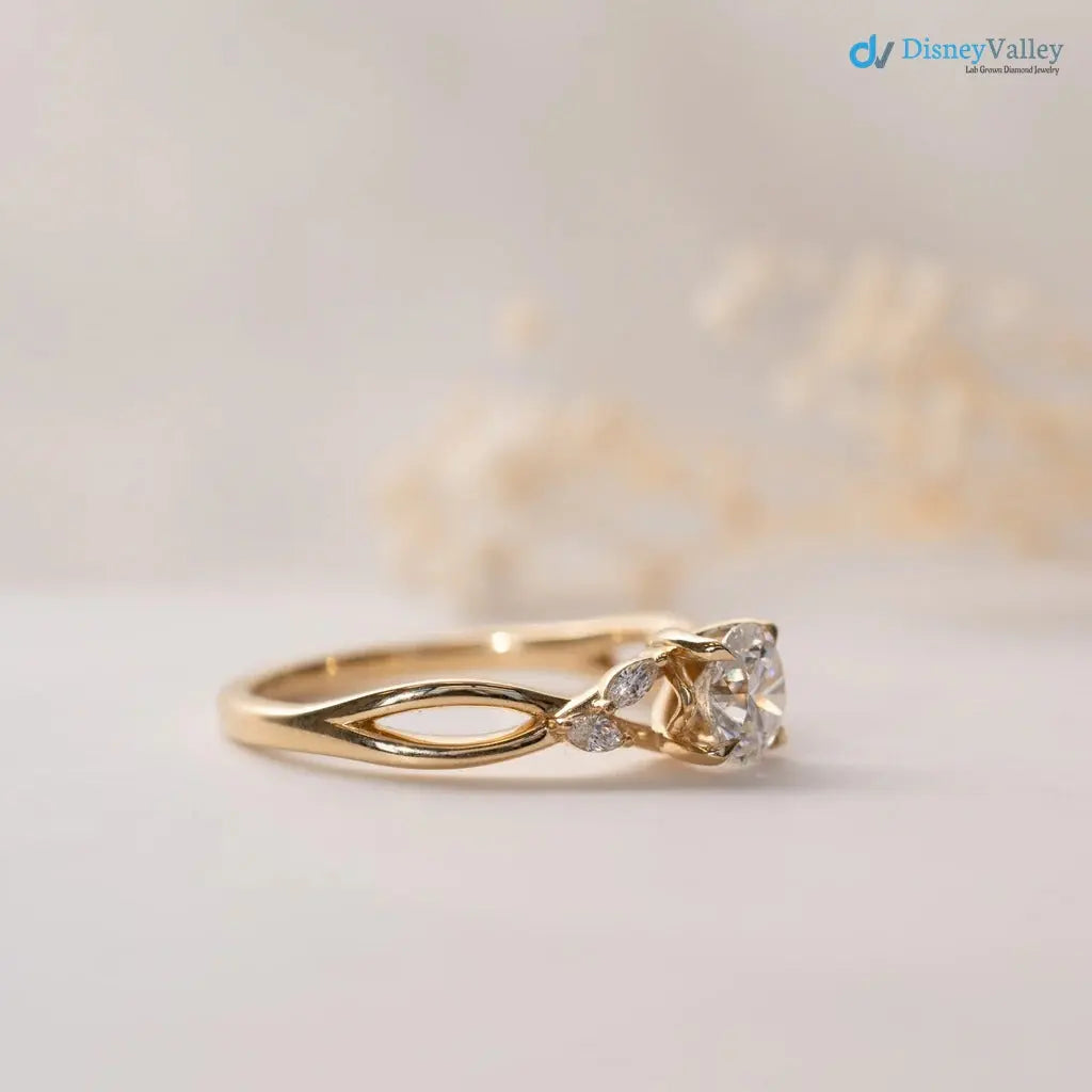Round Lab grown Diamond Marquise Accented Engagement DisneyValley