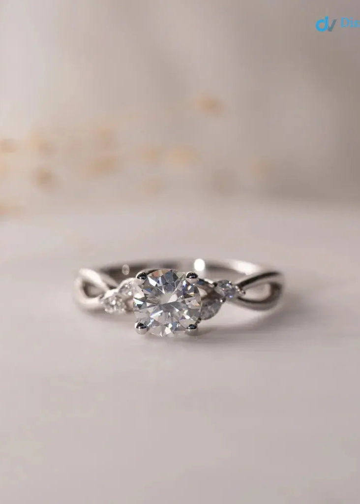 Round Lab grown Diamond Marquise Accented Engagement DisneyValley Main image