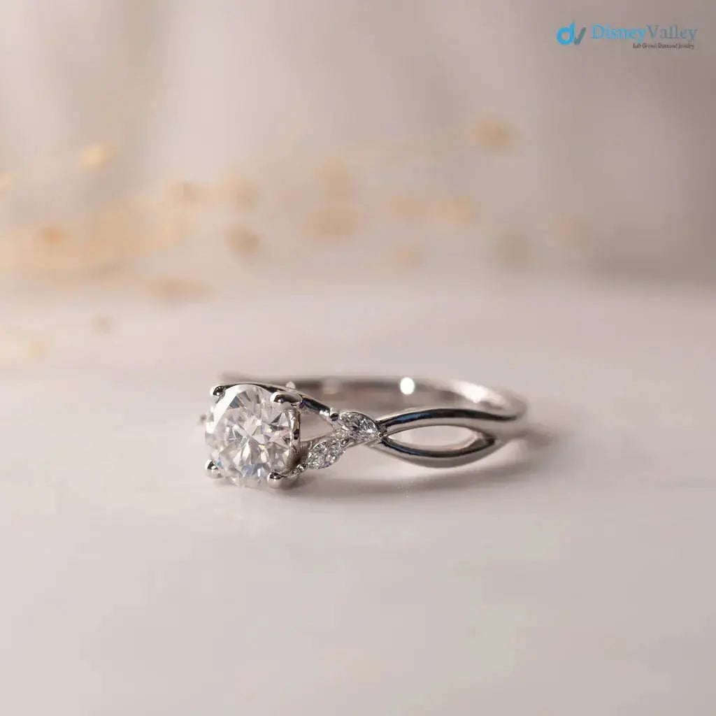 Round Lab grown Diamond Marquise Accented Engagement DisneyValley