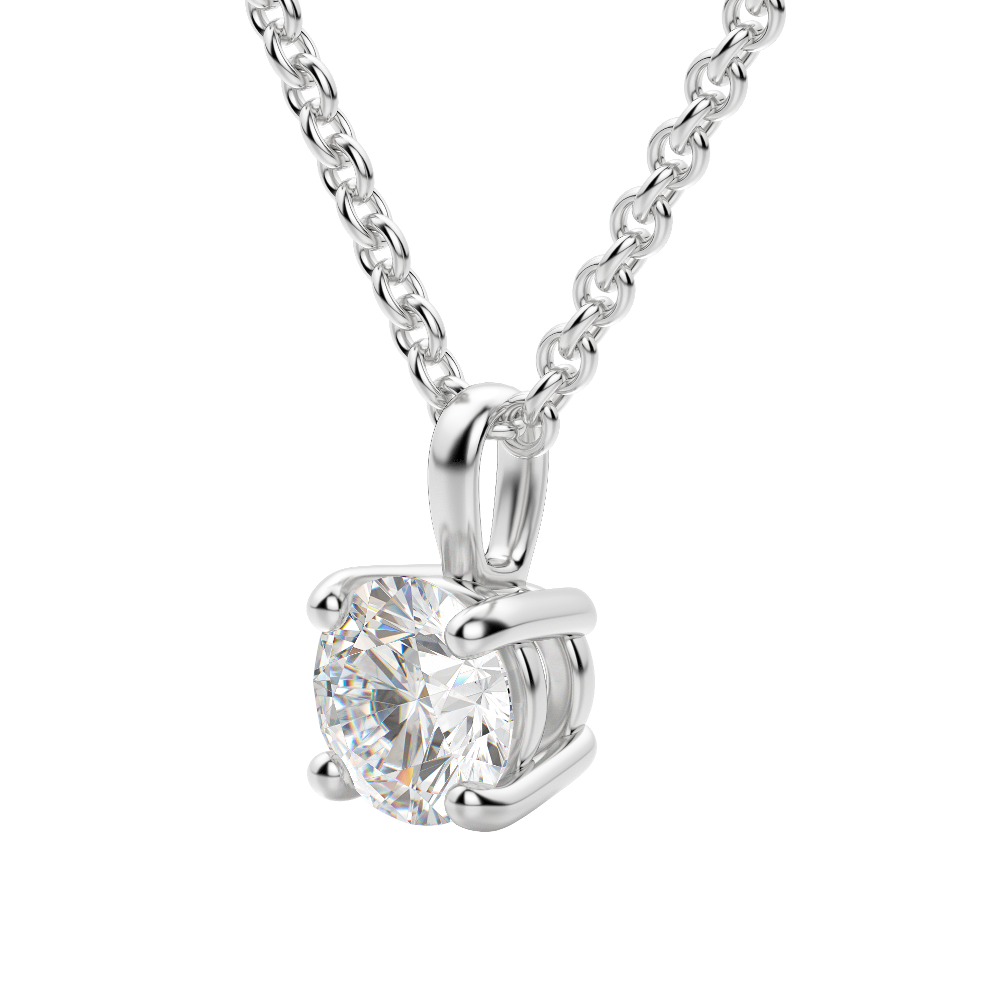 0.25-1.5ct Round Cut Moissanite Solitaire Necklace