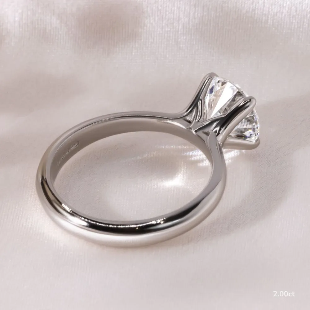 1.0 CT - 2.0 CT Round Moissanite Solitaire Engagement Ring