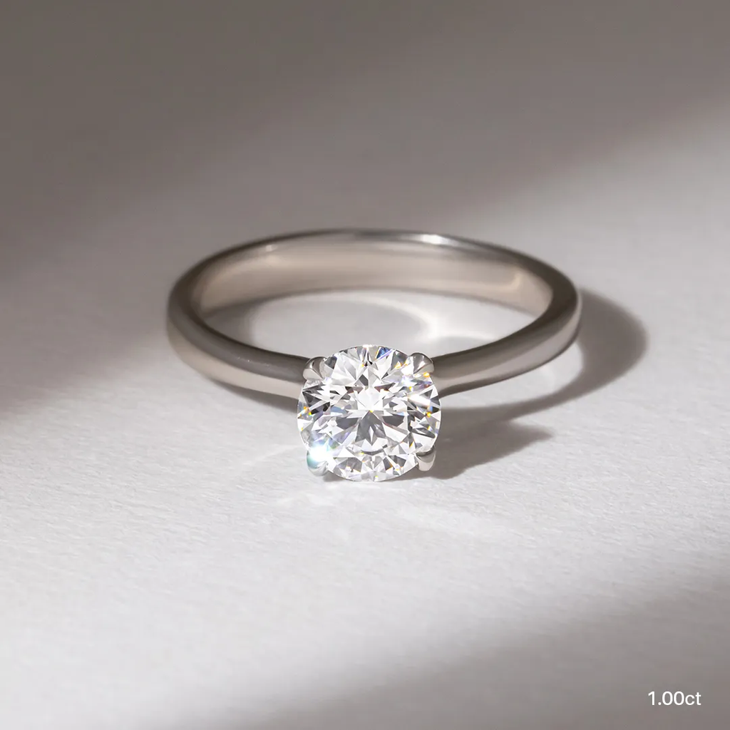 1.0 CT - 2.0 CT Round Moissanite Solitaire Engagement Ring