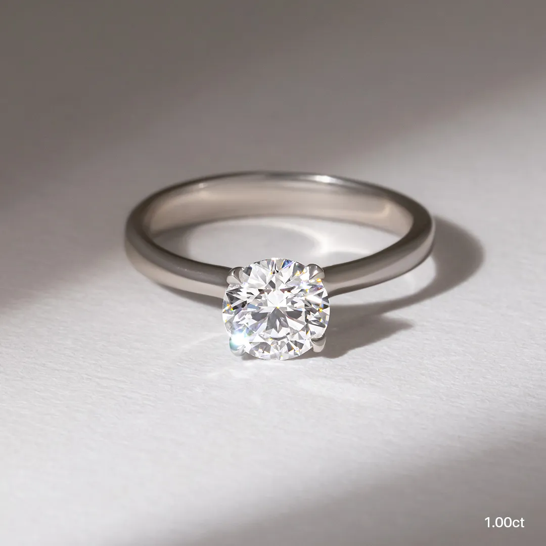 1.0 CT - 2.0 CT Round Moissanite Solitaire Engagement Ring