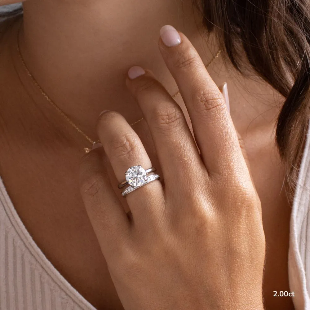 2.0 CT Round Cut Moissanite Solitaire Style Engagement Ring