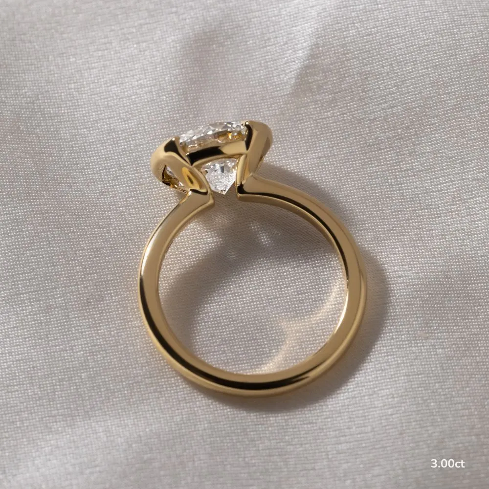1.20 CT -3.0 CT Round Moissanite Half Bezel Engagement Ring