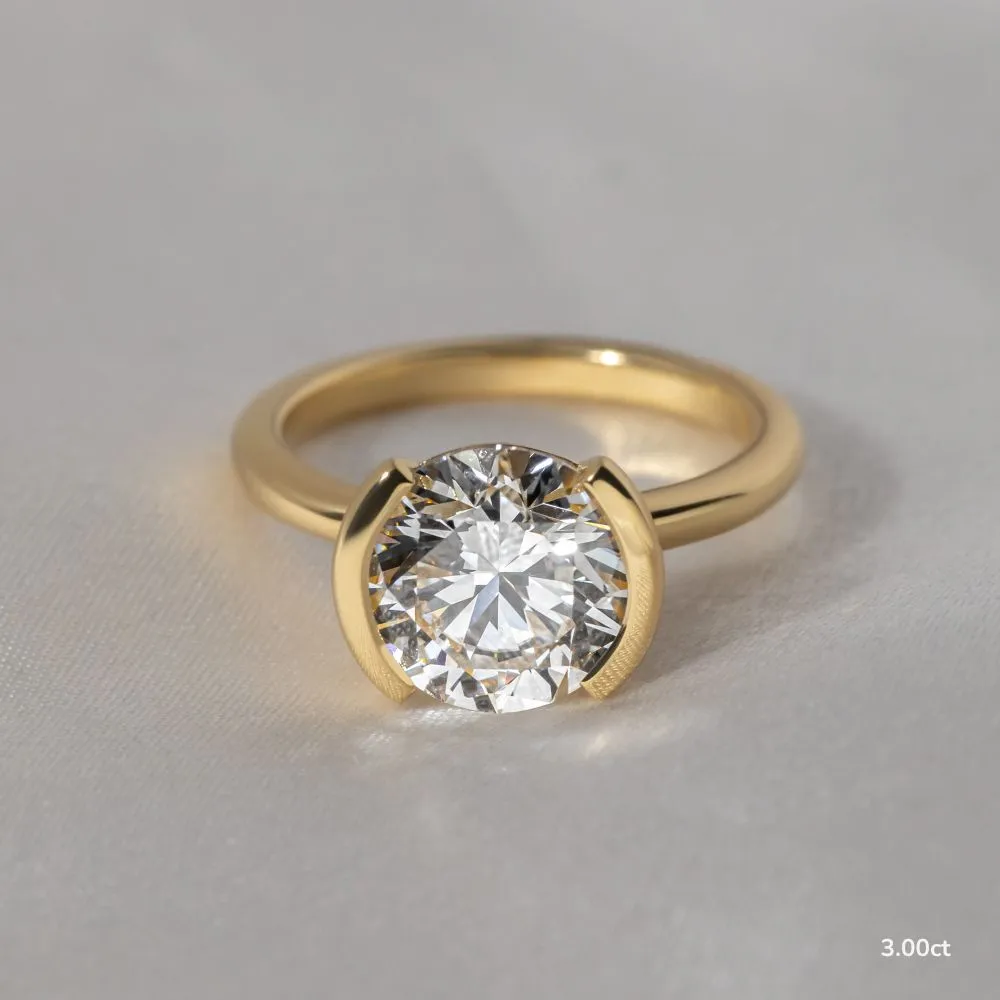 1.20 CT -3.0 CT Round Moissanite Half Bezel Engagement Ring