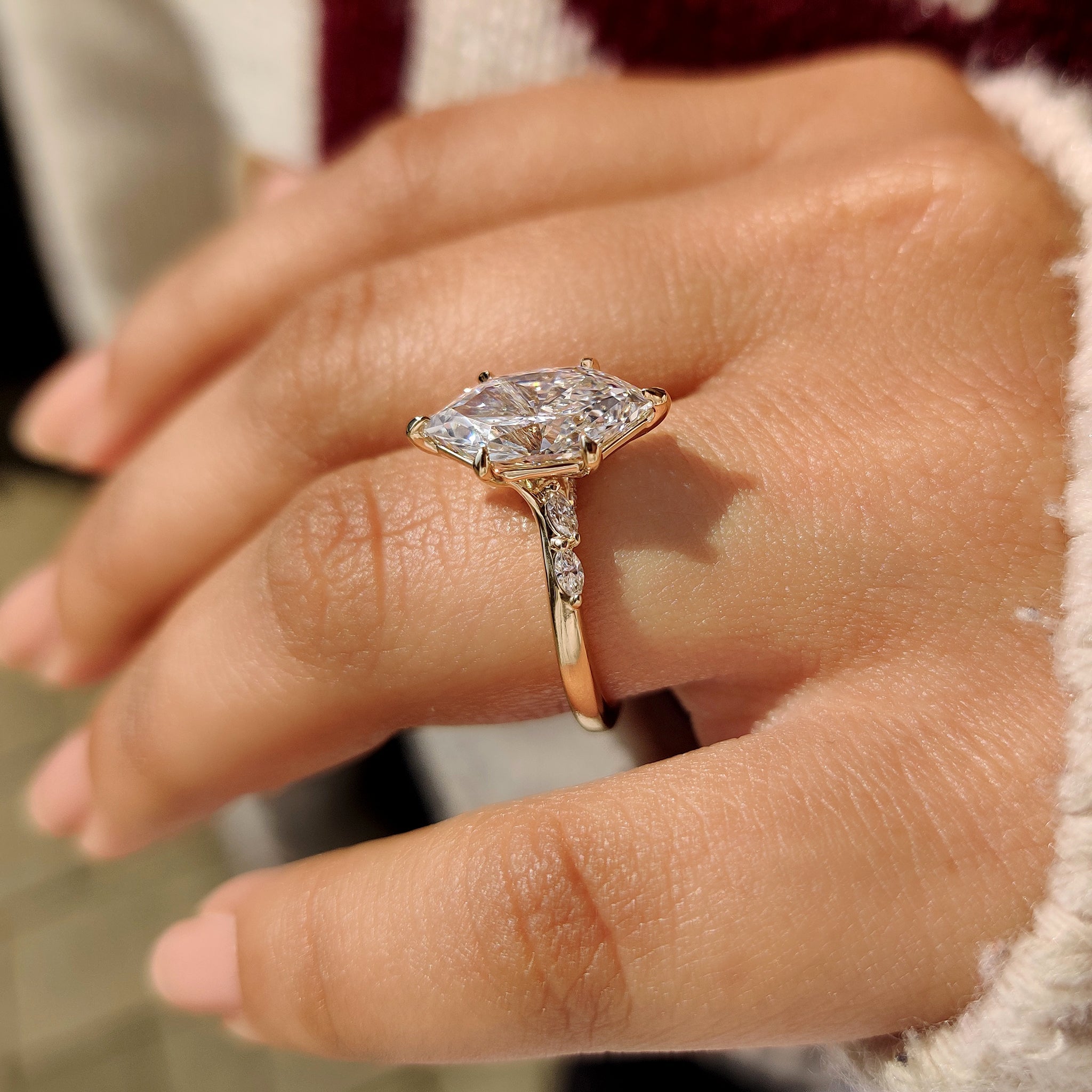 Dutch Marquise Cut Ring with Marquise Side Stones