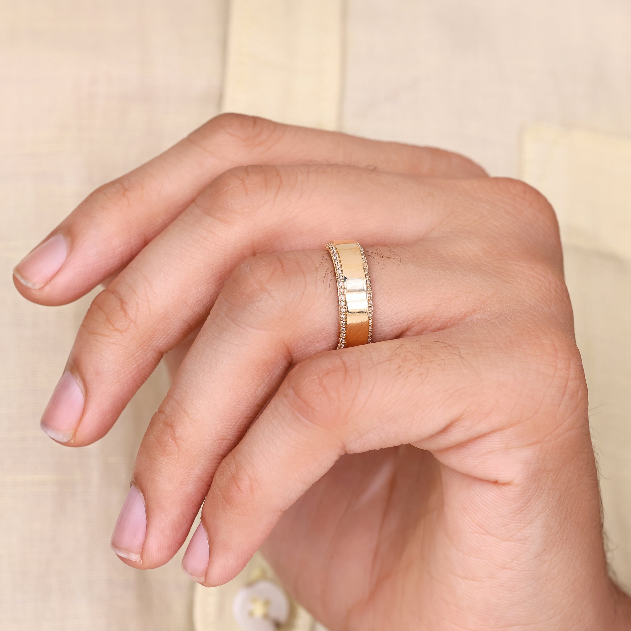Men's Wedding Band in Round Cut Double Side Eternity style