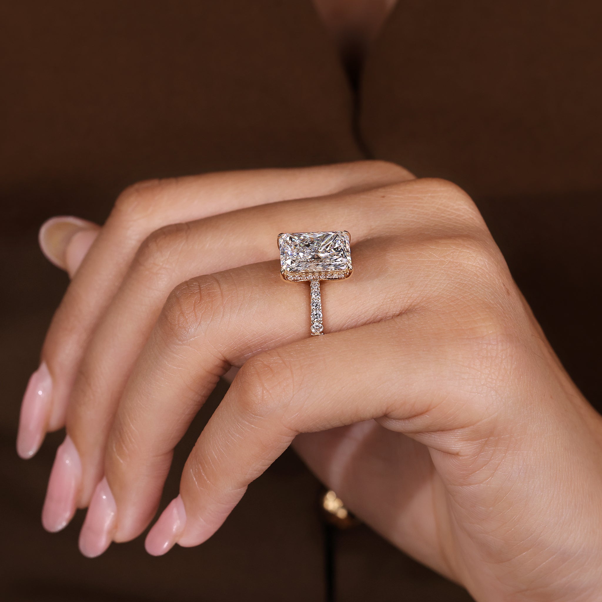 IGI Certified 5 Carat Radiant Cut Diamond Ring in Pave Setting