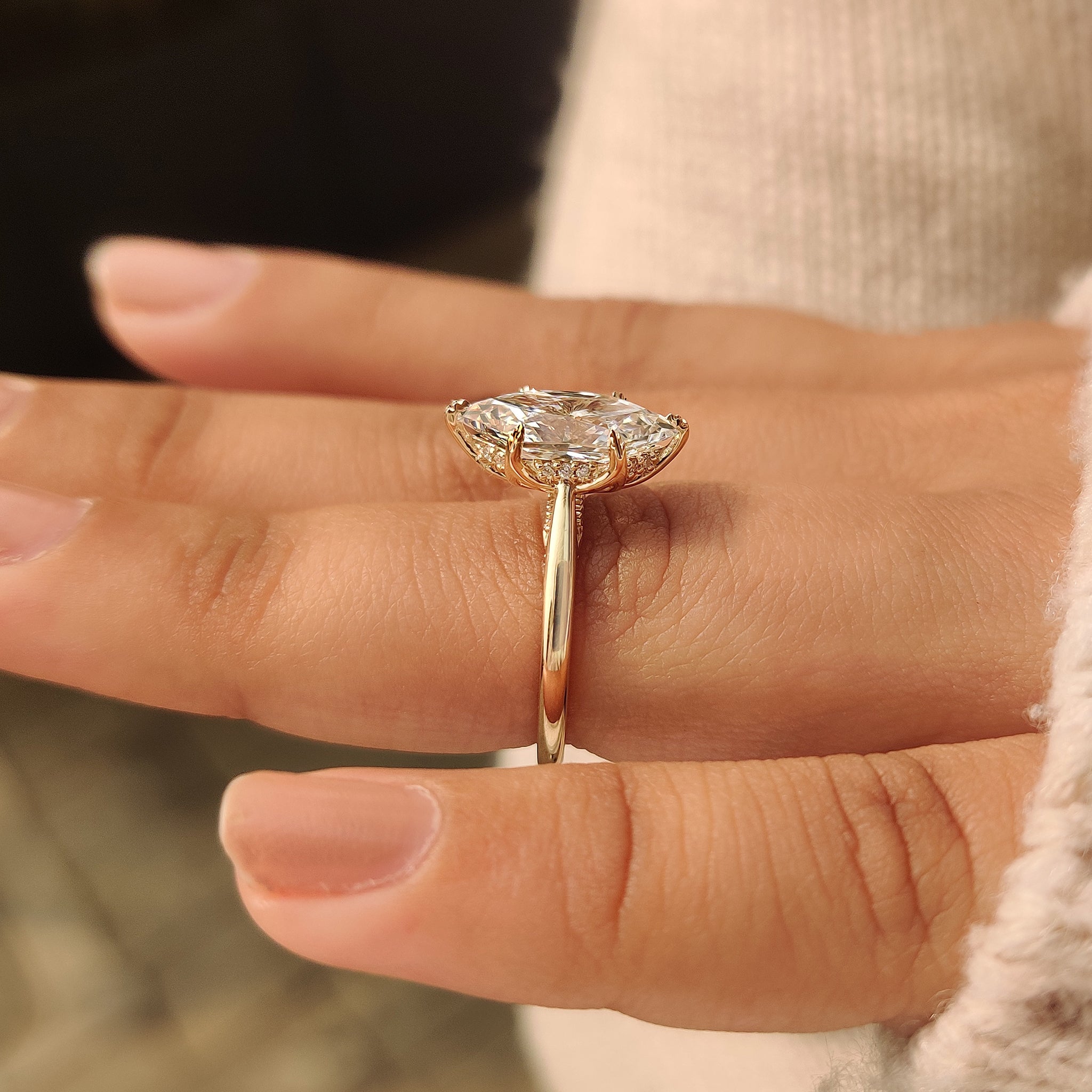 Dutch Marquise Engagement Ring with Hidden Filigree Detailing