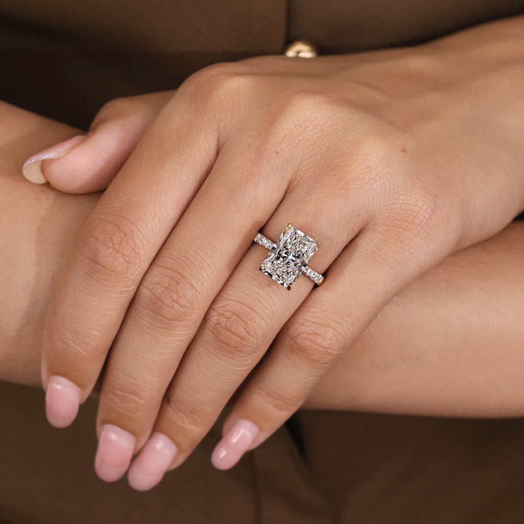 IGI Certified 5 Carat Radiant Cut Diamond Ring in Pave Setting