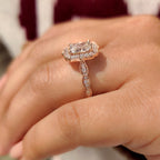 Radiant Cut Diamond Ring in Milgrain Vintage Style
