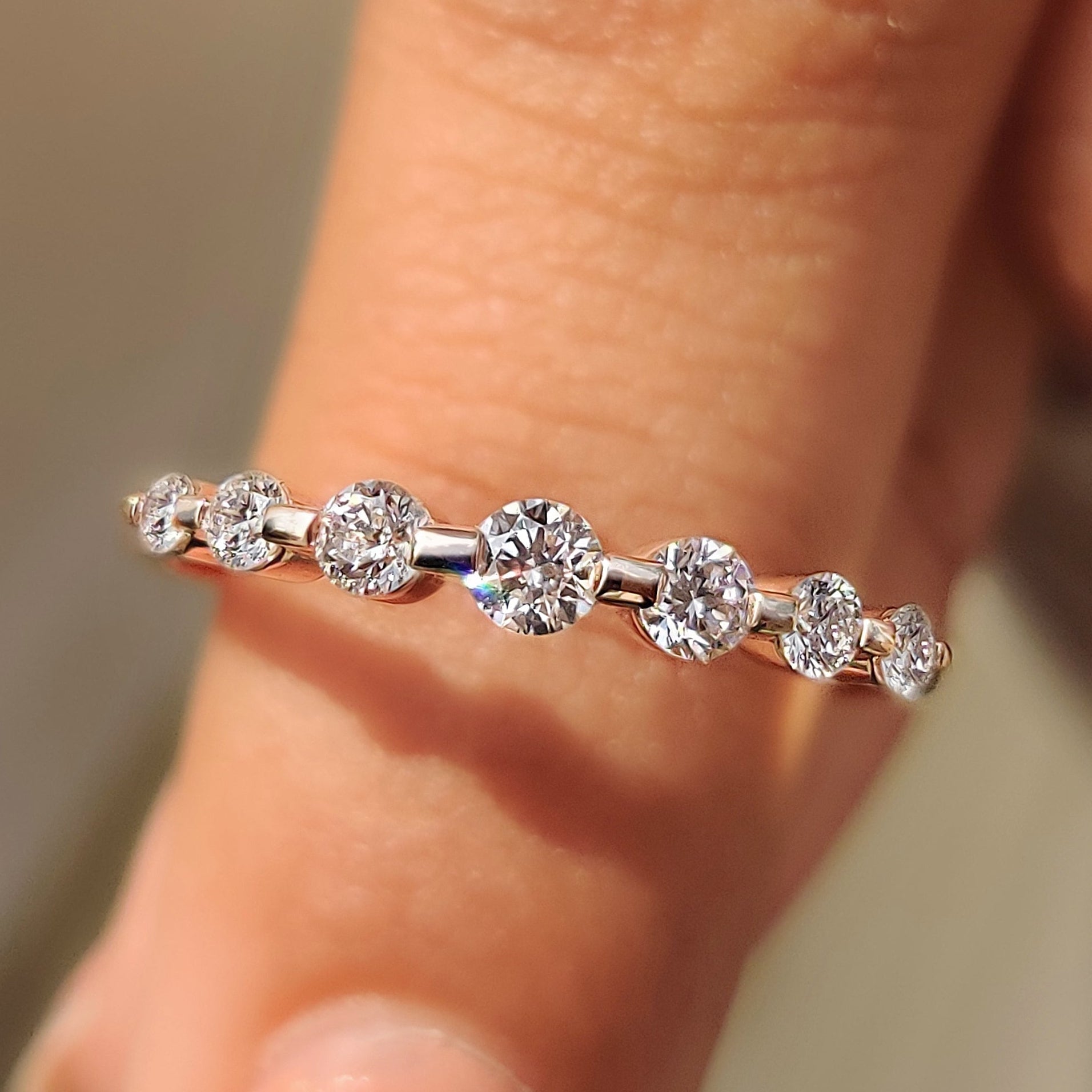 Half Eternity Round Diamond Band in Seven Stone Style