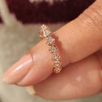 Round Diamond Nature Inspired Wedding Band in Flower Design