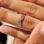 Pink Round Diamond Tiara Wedding Band In 3/4 Eternity Style