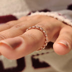 Round Diamond Nature Inspired Wedding Band in Flower Design