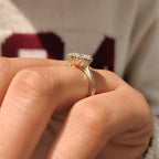 Radiant Cut Ring with Round Cut Pave Band