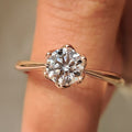 Solitaire Style Round Cut Diamond Ring with Hidden Blue Sapphire