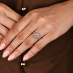 Round Cut Diamond Ring in Halo Style with Twisted Design